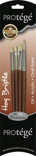 Connoisseur Protege Short Handle Hog Bristle Brush 4 Piece Set
